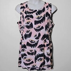 Melissa McCarthy Seven 7 Tunic Top Blouse Eye Print Avant-garde Fashion Artsy